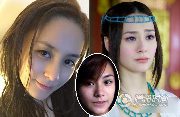 唐嫣绝对是素颜美女哦！皮肤白白的，眼睛大大的，化妆前后都很清纯，只是天生大脑门太碍眼了。