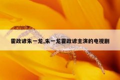 霍政谚朱一龙,朱一龙霍政谚主演的电视剧