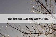演员郑亦桐简历,郑亦桐年龄个人资料