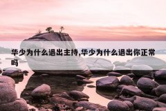 华少为什么退出主持,华少为什么退出你正常吗