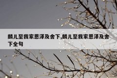 麟儿至我家恩泽及舍下,麟儿至我家恩泽及舍下全