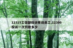 12315工信部投诉移动员工,12300投诉一次罚款多少