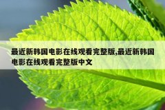 最近新韩国电影在线观看完整版,最近新韩国电影在线观看完整版中文