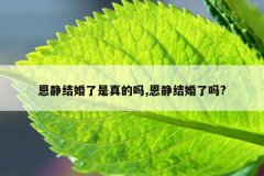 恩静结婚了是真的吗,恩静结婚了吗?