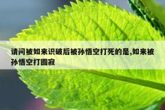 请问被如来识破后被孙悟空打死的是,如来被孙悟