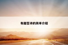 有趣签诗的简单介绍