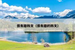 很有趣韩文（很有趣的韩文）